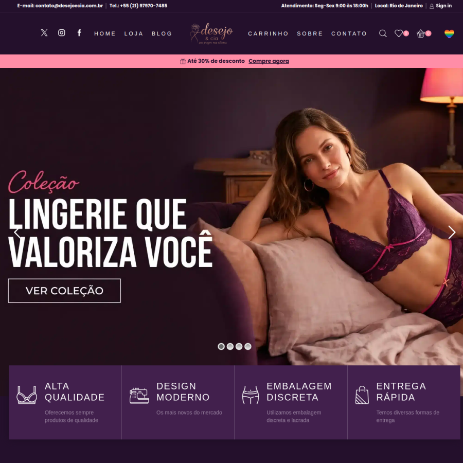 Print do site Desejo e Cia